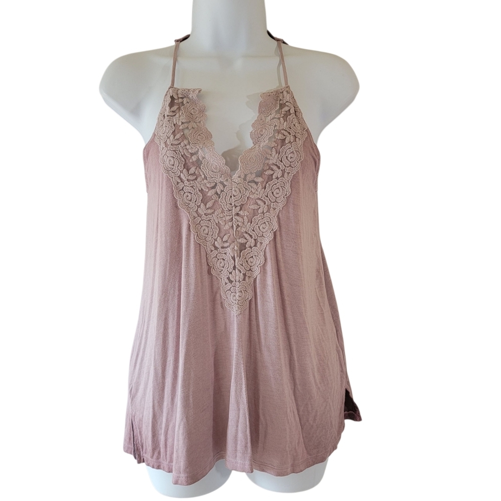 Soft & Sexy AEO Pink Blush Tank Top XS Lace Floral Fairy Coquette Y2K Going Out